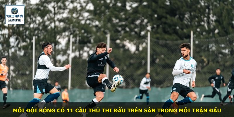 Mỗi đội bóng có 11 cầu thủ thi đấu trên sân trong mỗi trận đấu
